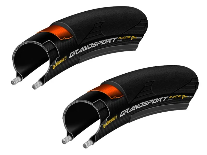 Continental Grand Sport Road Race Tyres in Black 700 x 23c x 2 Bundle 